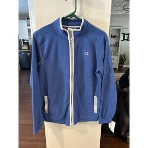 Champion Men's Blue Fleece Jacket with White Trim